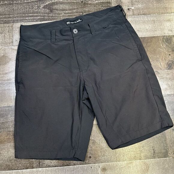Travis Mathew Men’s 32 Golf Shorts Black Grey Micro Striped Performance Chino - Picture 1 of 10
